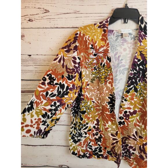 Christopher & Banks Open Cardigan Womens Size Large Brown Orange Open 3/4 Sleeve - Picture 10 of 11